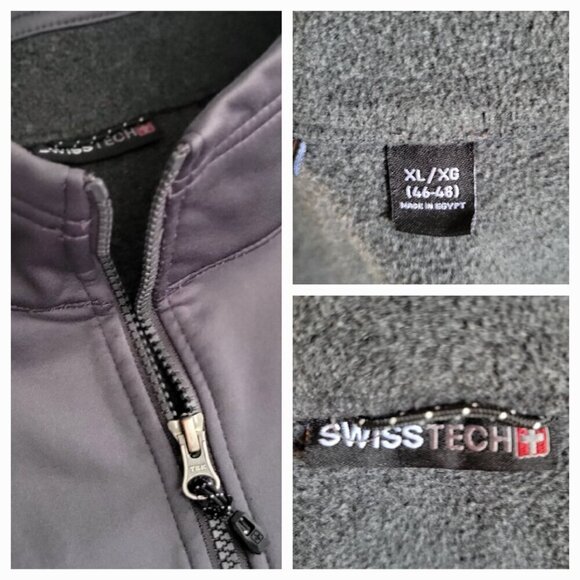 Swiss Tech Performance Gear Mens Soft Shell Full Zip Jacket Grey- XL ( 46-48) - Picture 9 of 9